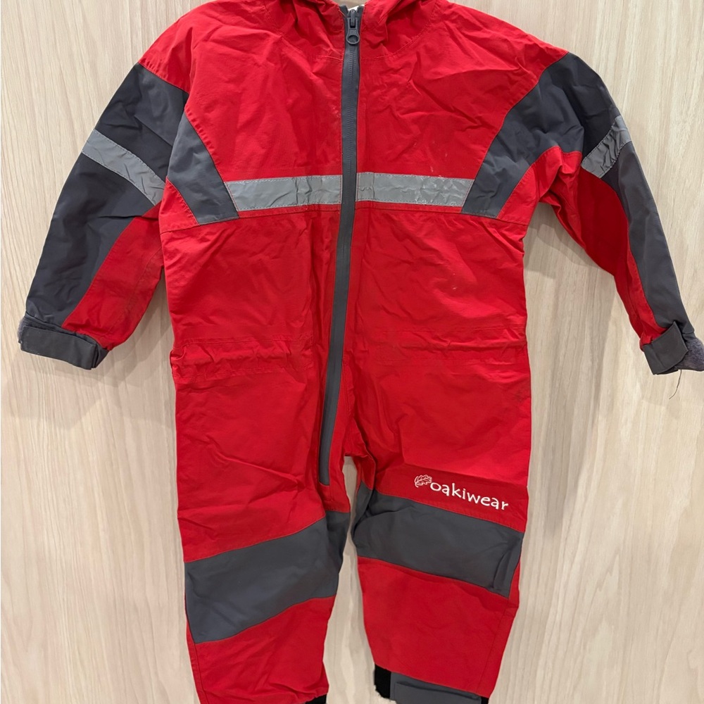 Oakiwear Red & Gray Waterproof Rainsuit